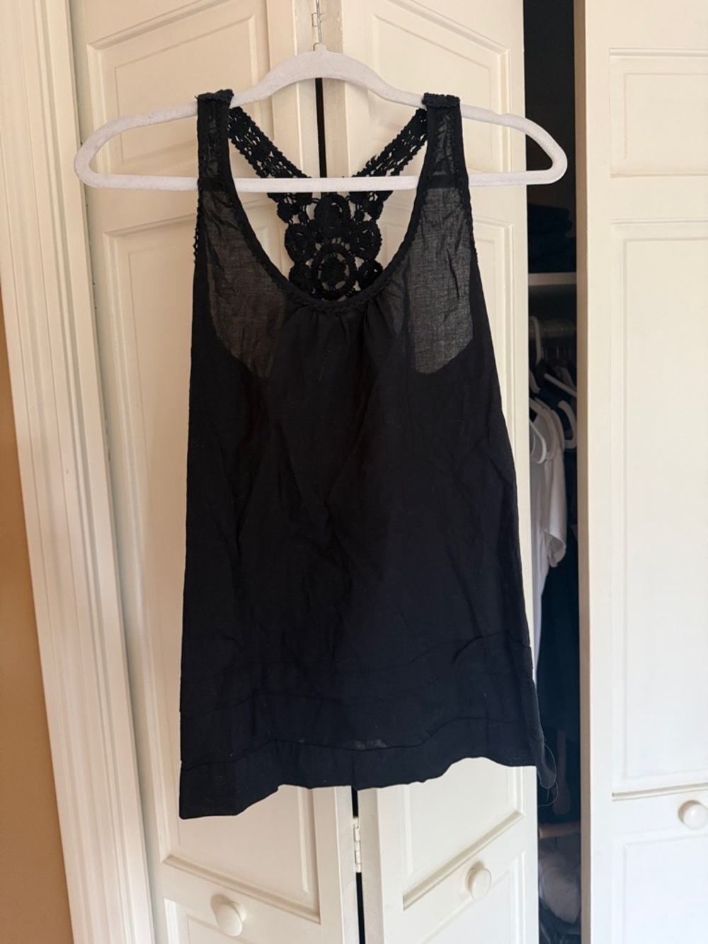 freebird Black Crochet Racerback Tank